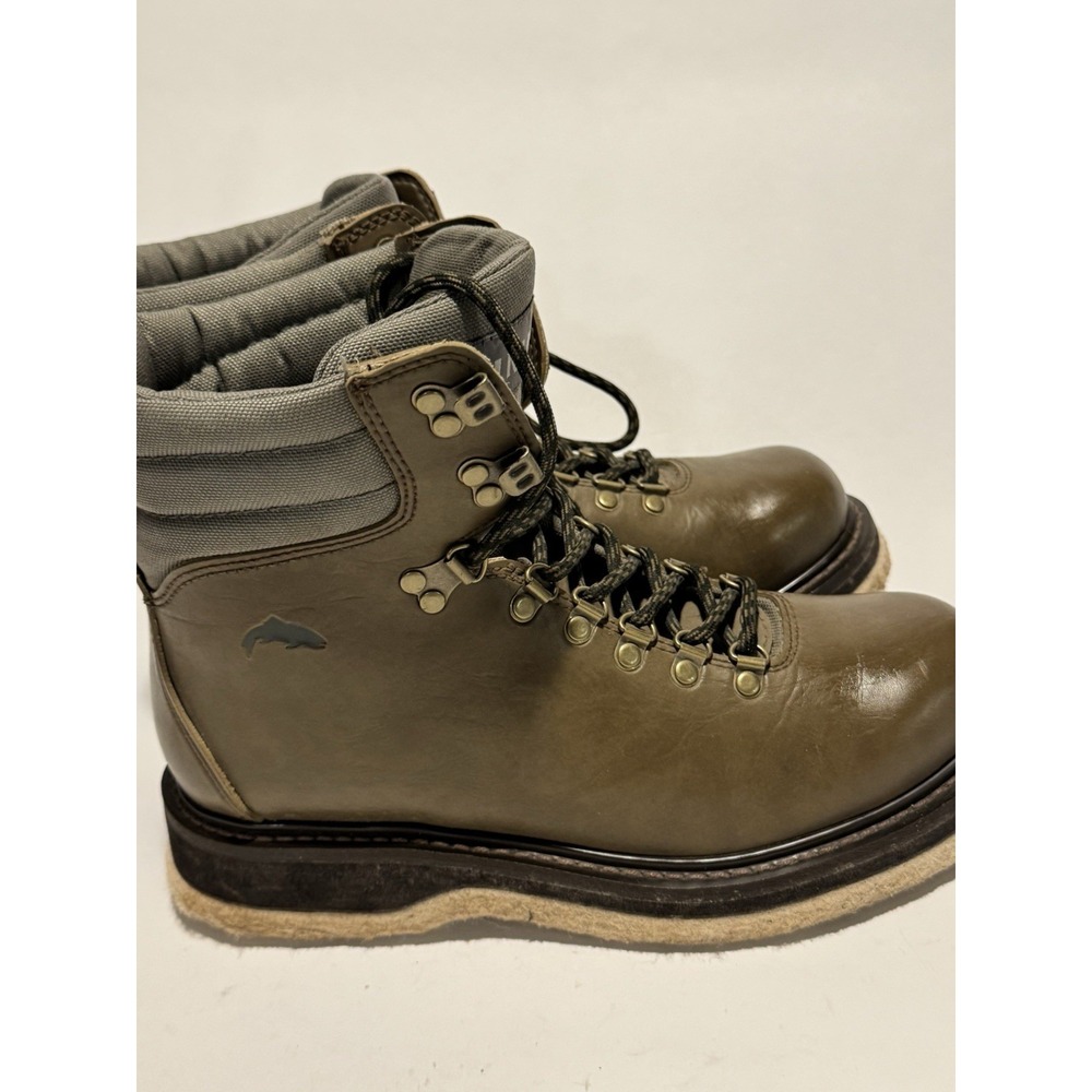 Simms Boots Freestone Fishing Men's Size 9 Brown Leather Felt Soles Laces Wading
